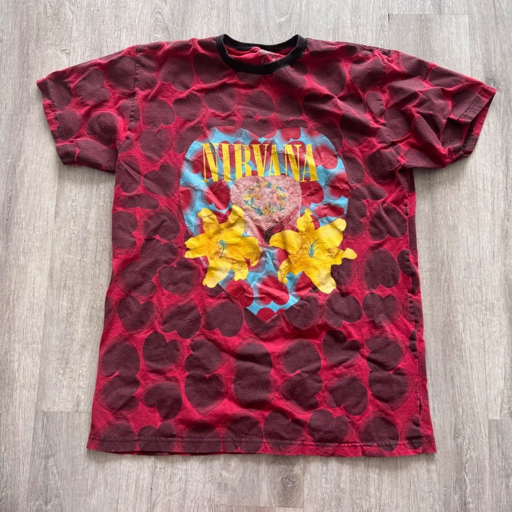 Nirvana Heart Shaped Box In Utero Angel All Over Print Red T-Shirt size XL